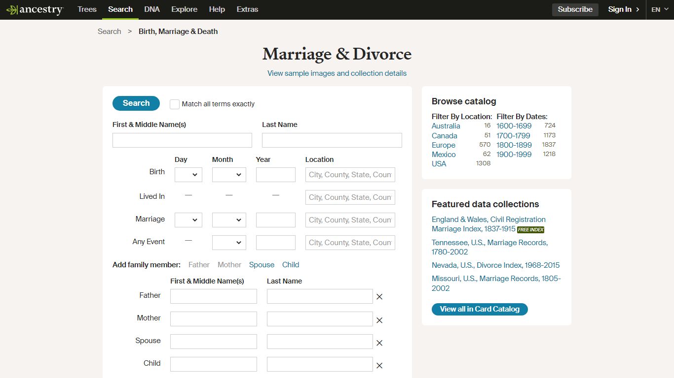 Marriage & Divorce - Ancestry.com