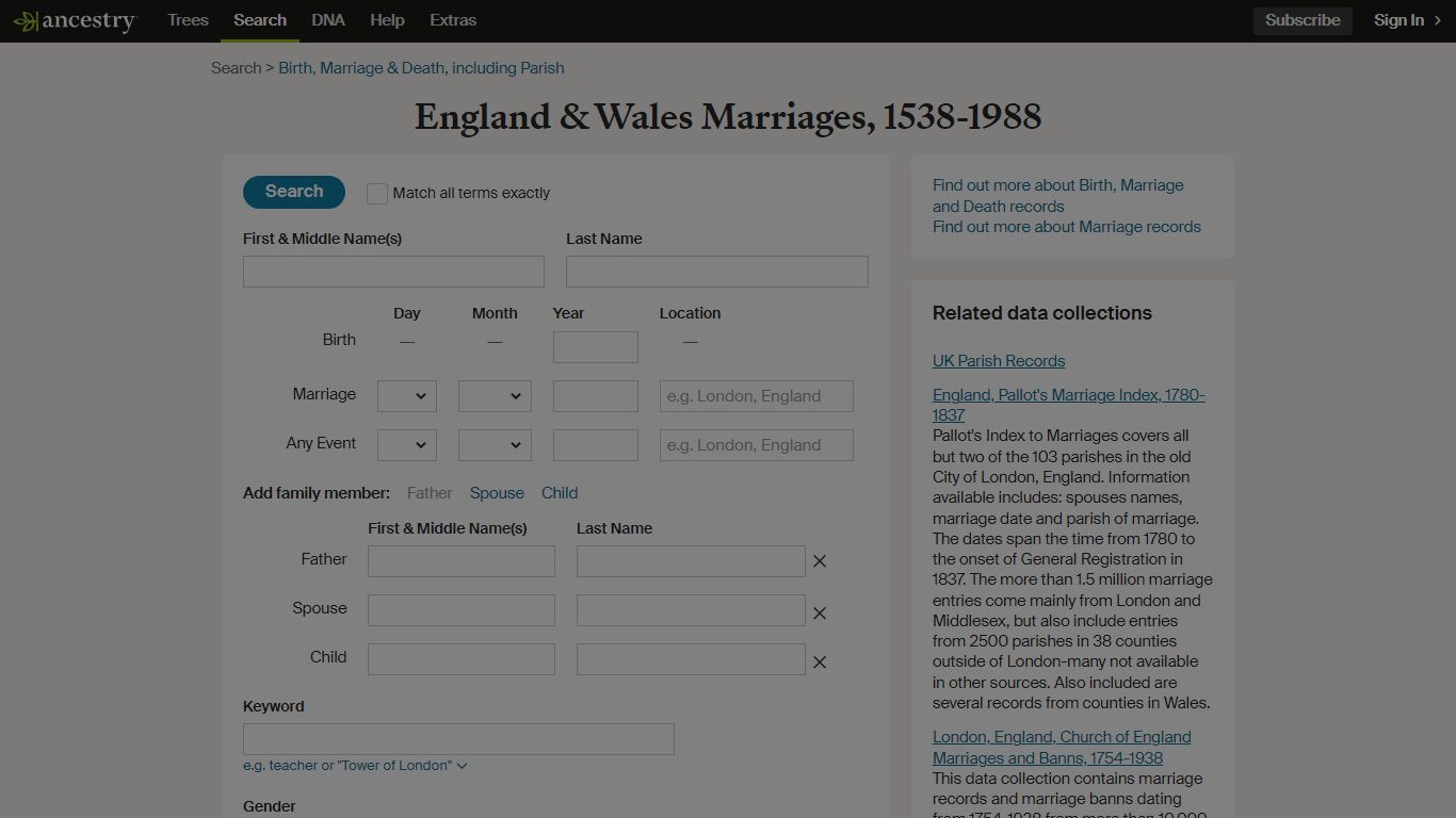 England & Wales Marriages, 1538-1988 - Ancestry