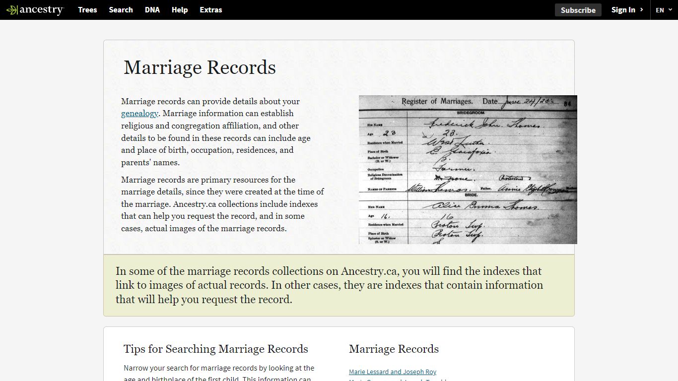 Marriage Records | Ancestry®